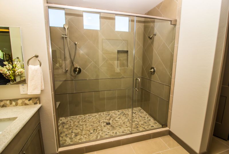 Corner Shower with Large Format Tiles